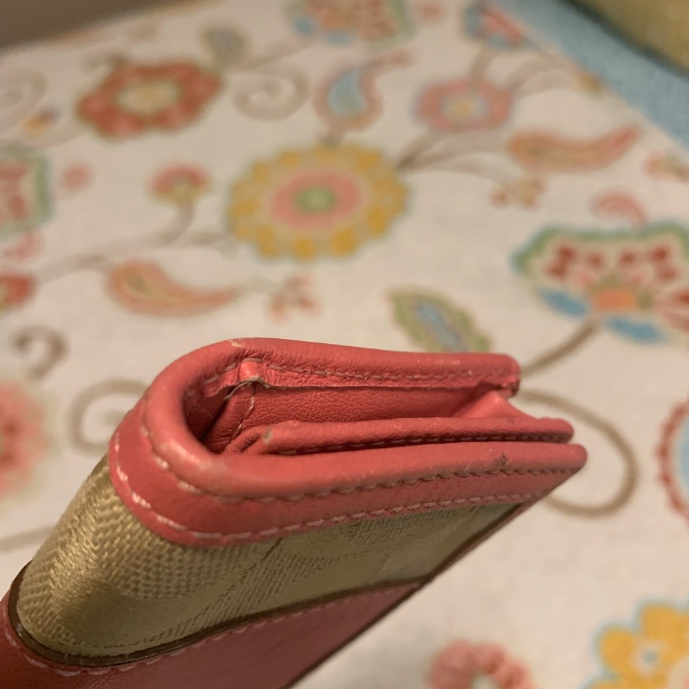 Coach Pink and Tan Women's Wallet - Picture 3 of 11